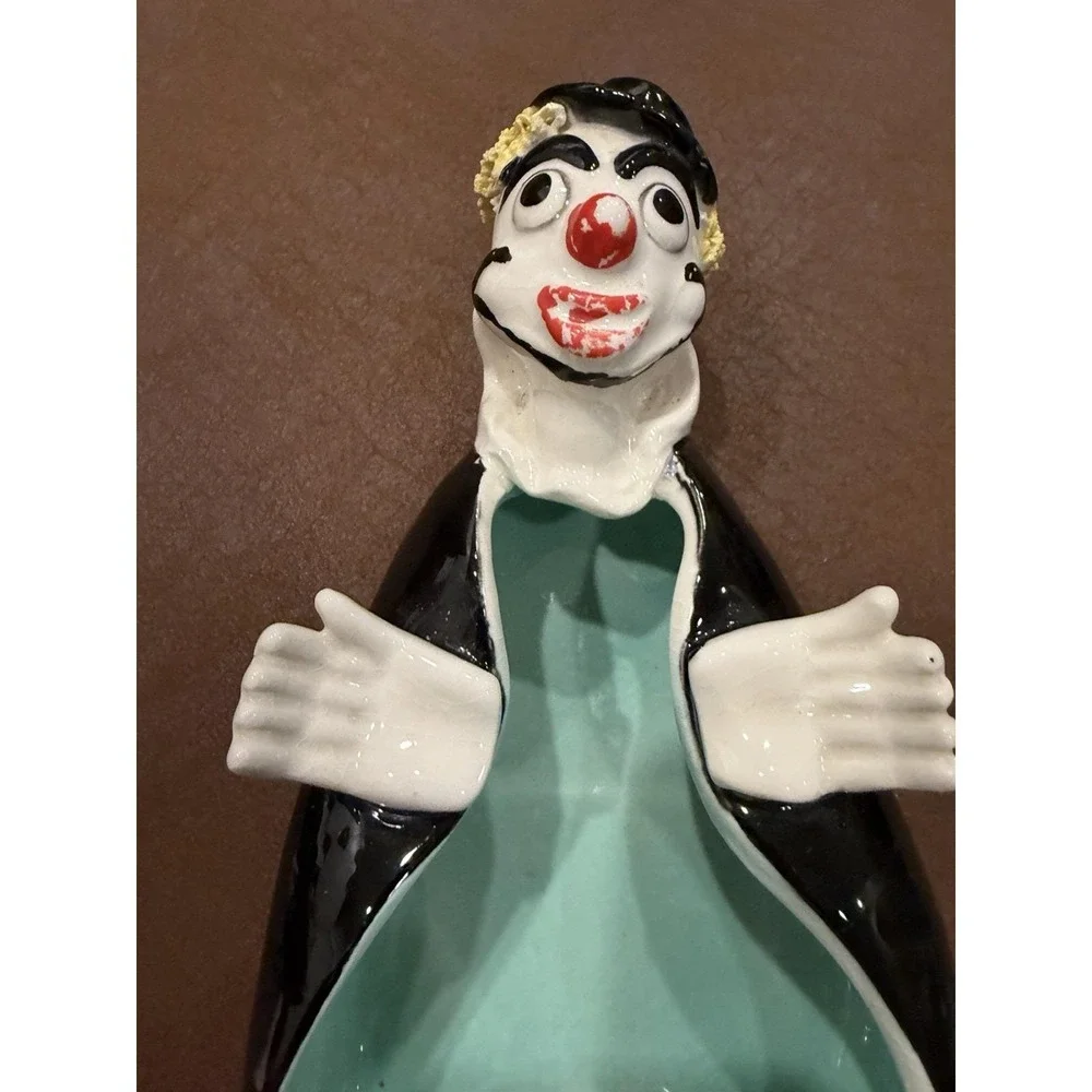 Vintage Ceramic Clown Trinket Dish Catchall Jewelry Holder Mid Century 7